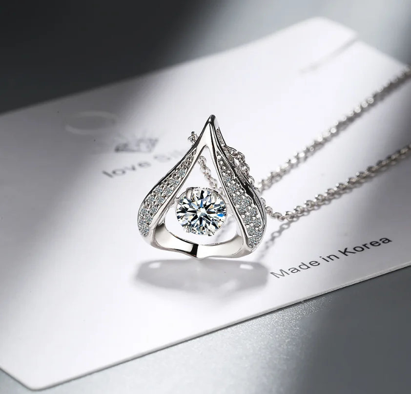 D Color 1 Carat Moissanite Teardrop Pendant Necklace for Women – S925 Sterling Silver Pt950 Chain | Elegant Wedding Jewelry Gift