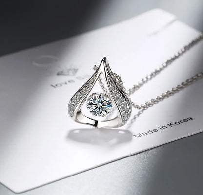 D Color 1 Carat Moissanite Teardrop Pendant Necklace for Women – S925 Sterling Silver Pt950 Chain | Elegant Wedding Jewelry Gift