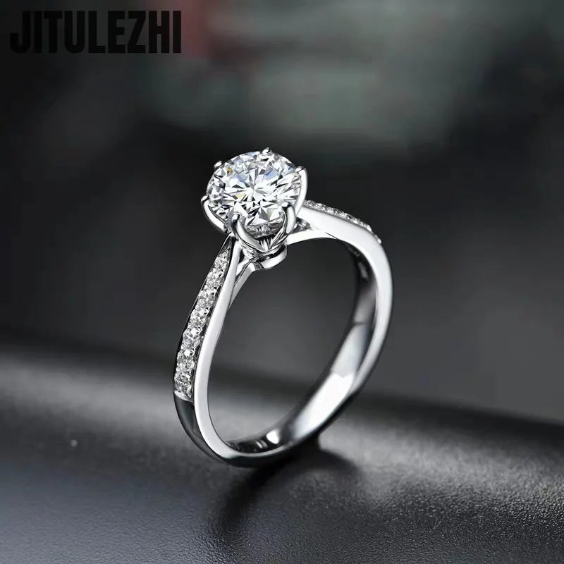 Hot Luxury Crystal 925 Sterling Silver Diamond Ring For Woman Beautiful Moissanite Ring Fashion Noble Wedding Party Jewelry - Foshkan.com