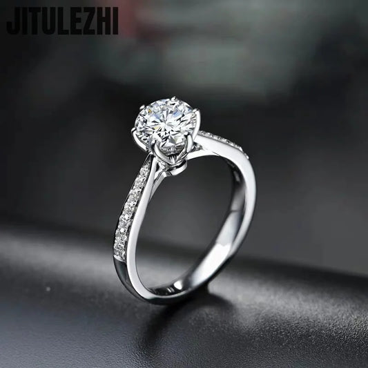 Hot Luxury Crystal 925 Sterling Silver Diamond Ring For Woman Beautiful Moissanite Ring Fashion Noble Wedding Party Jewelry - Foshkan.com