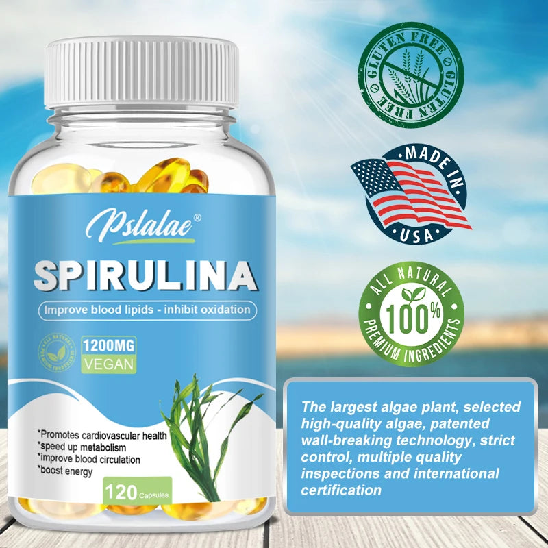 Organic Spirulina Capsules – Antioxidant Support for Heart, Eye & Brain Health | Natural Superfood Supplement - Foshkan.com