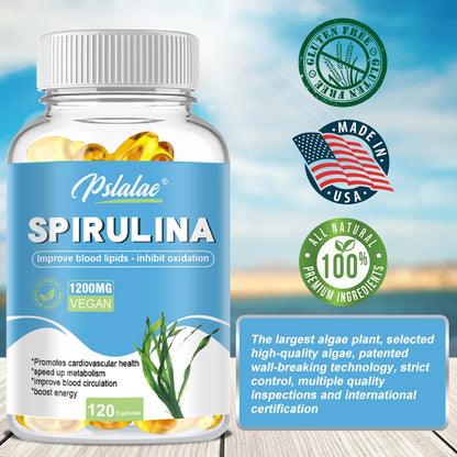 Organic Spirulina Capsules – Antioxidant Support for Heart, Eye & Brain Health | Natural Superfood Supplement - Foshkan.com