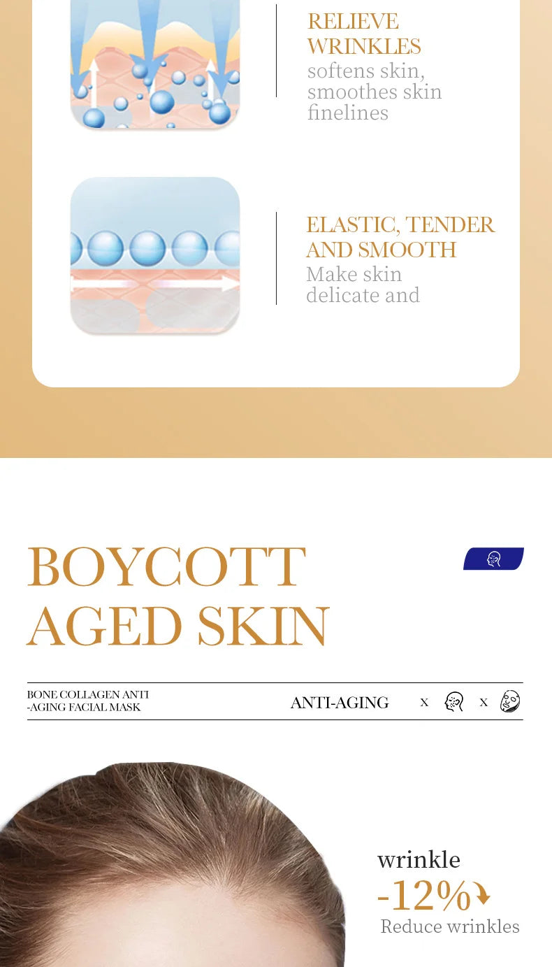 10PCS Collagen Facial Mask – Anti-Wrinkle, Anti-Aging, Moisturizing & Brightening Korean Skincare - Foshkan.com