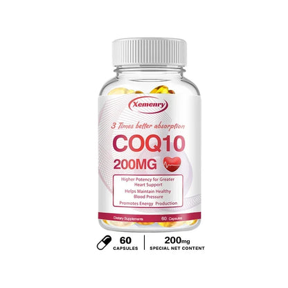CoQ10 200mg Capsules – Heart & Cardiovascular Support | Natural Energy & Joint Health Supplement - Foshkan.com