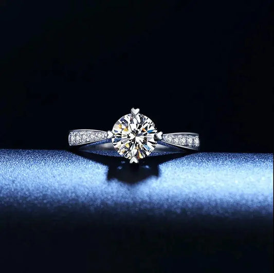 Luxury Moissanite Ring for Women | Shining Crystal Diamond Look | 925 Sterling Silver Wedding Party Jewelry - Foshkan.com