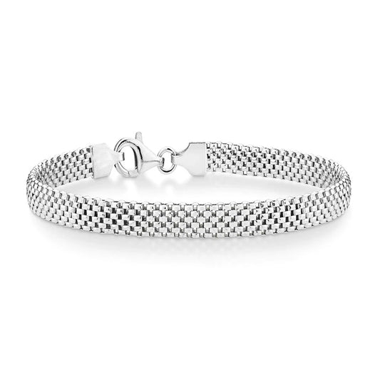 Women’s 925 Sterling Silver Italian Mesh Link Bracelet – Elegant Chain Fashion Jewelry