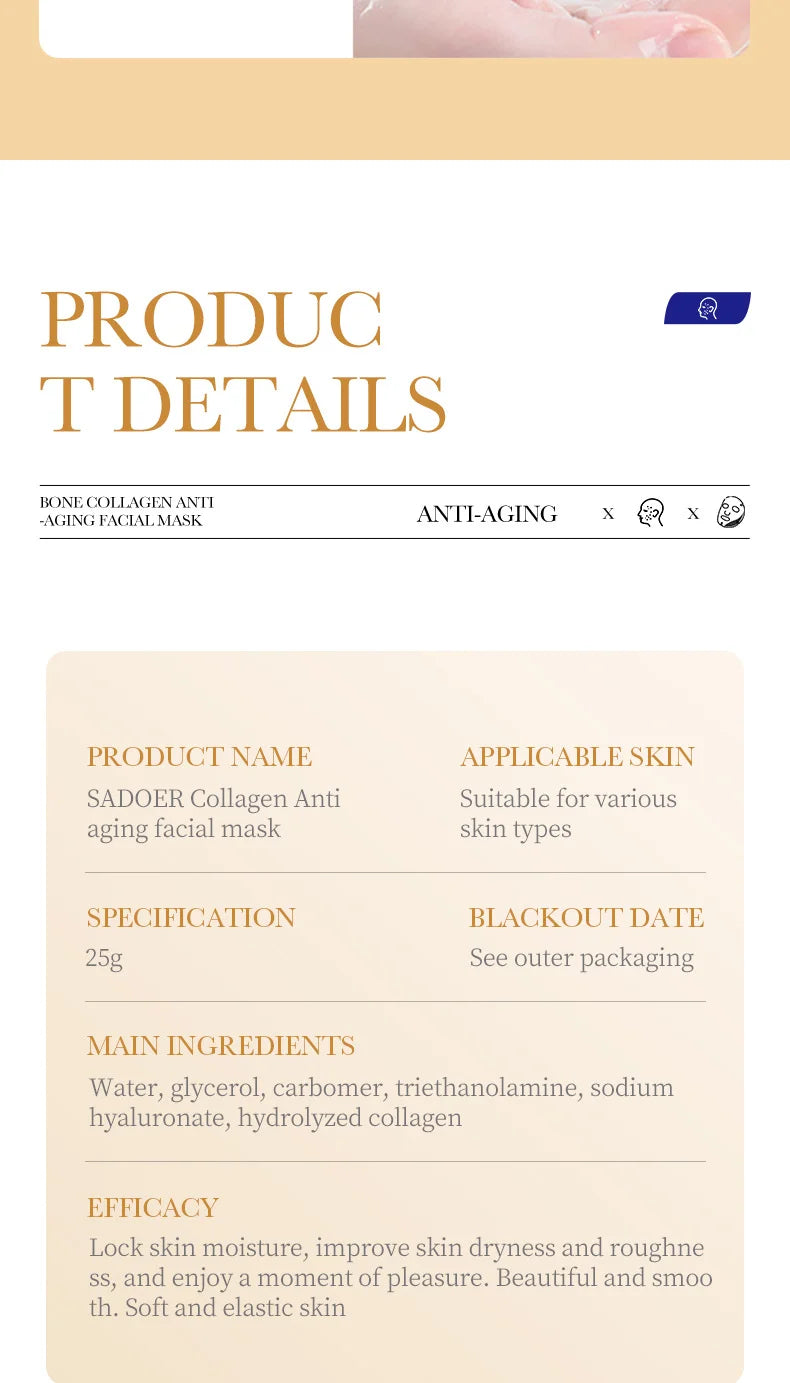 10PCS Collagen Facial Mask – Anti-Wrinkle, Anti-Aging, Moisturizing & Brightening Korean Skincare - Foshkan.com
