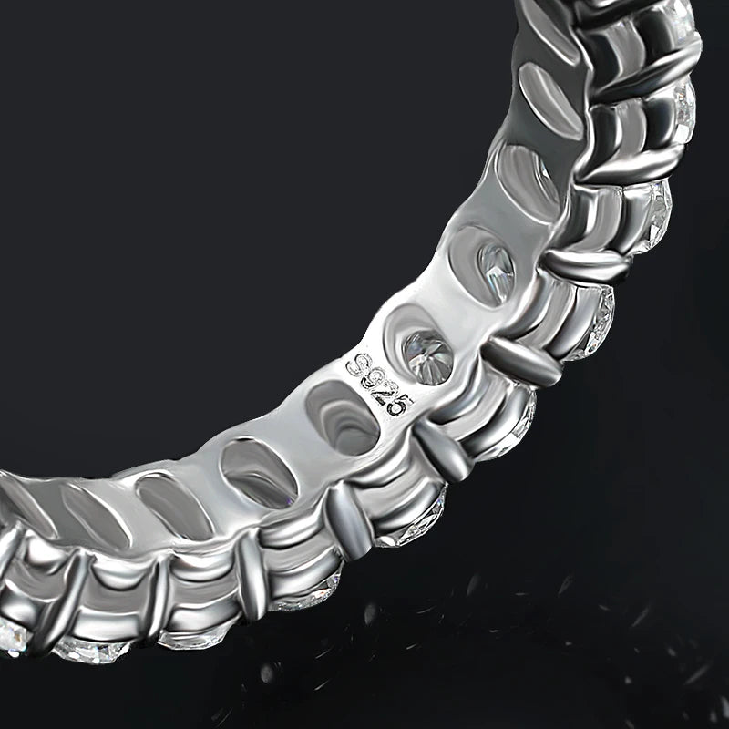 D Color Moissanite Eternity Ring for Women – 0.3CT Oval Cut, GRA Certified, 925 Sterling Silver Wedding Band - Foshkan.com