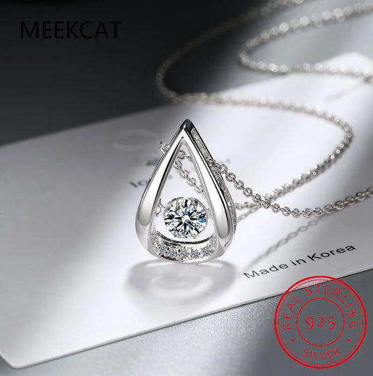 925 Sterling Silver Moissanite Necklace 0.5/1ct D Color VVS1 Water Drop Pendant Fine Jewelry for Women Gift
