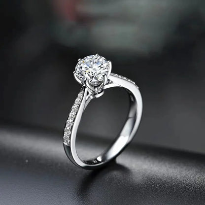 Luxury Moissanite Ring for Women | Shining Crystal Diamond Look | 925 Sterling Silver Wedding Party Jewelry - Foshkan.com
