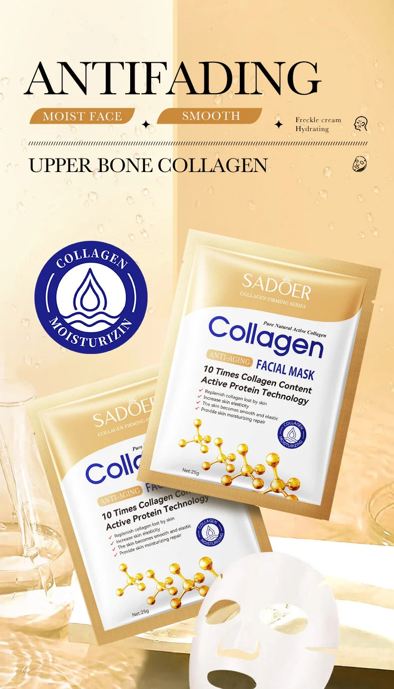 10PCS Collagen Facial Mask – Anti-Wrinkle, Anti-Aging, Moisturizing & Brightening Korean Skincare - Foshkan.com