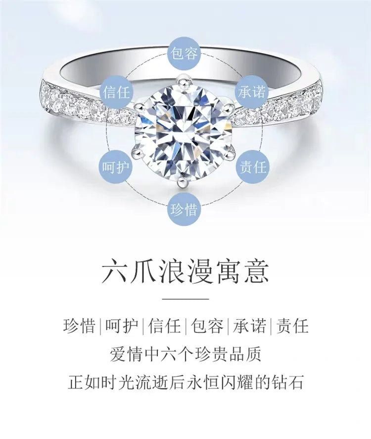 Hot Luxury Crystal 925 Sterling Silver Diamond Ring For Woman Beautiful Moissanite Ring Fashion Noble Wedding Party Jewelry - Foshkan.com
