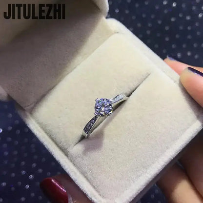 Hot Luxury Crystal 925 Sterling Silver Diamond Ring For Woman Beautiful Moissanite Ring Fashion Noble Wedding Party Jewelry - Foshkan.com