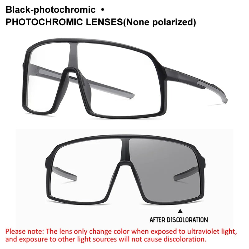 Large Frame UV400 Polarized/Photochromic Sports Cycling Bike Glasses Men Women TR90 MTB Baseball Fishing Softball Sunglasses - Foshkan.com