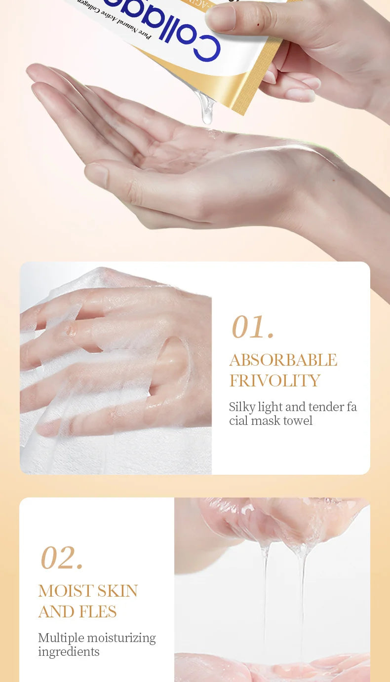 10PCS Collagen Facial Mask – Anti-Wrinkle, Anti-Aging, Moisturizing & Brightening Korean Skincare - Foshkan.com