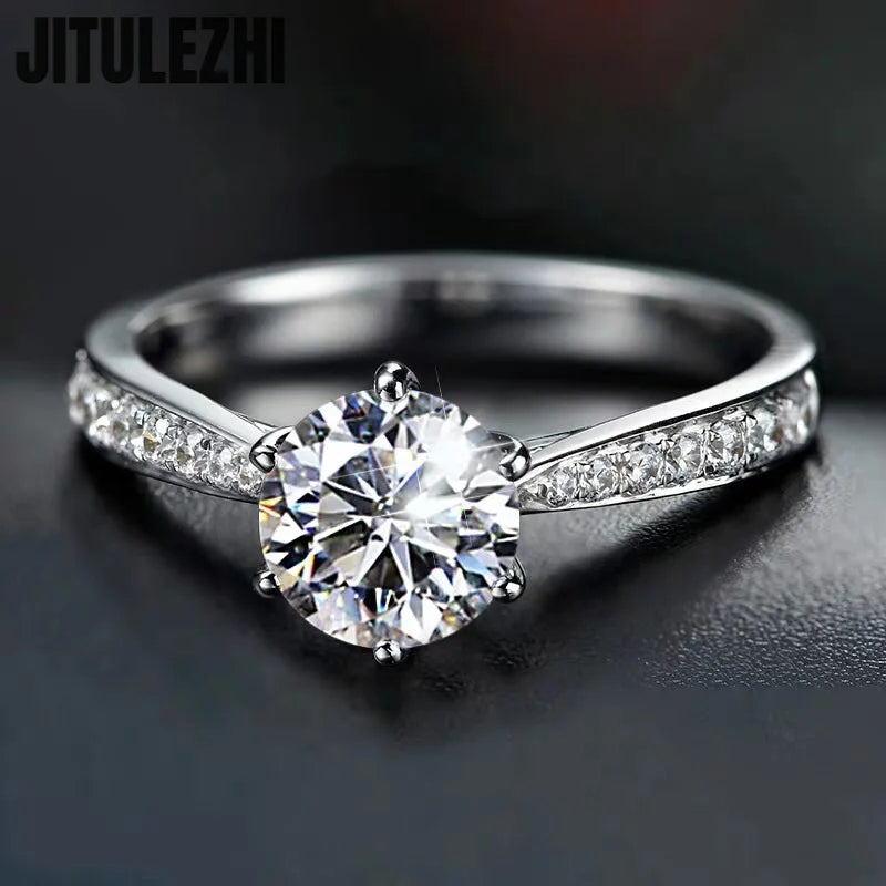 Hot Luxury Crystal 925 Sterling Silver Diamond Ring For Woman Beautiful Moissanite Ring Fashion Noble Wedding Party Jewelry - Foshkan.com