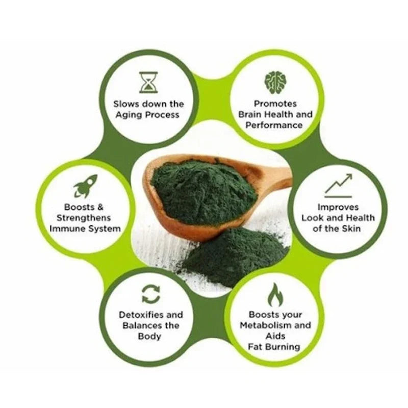Organic Spirulina Capsules – Antioxidant Support for Heart, Eye & Brain Health | Natural Superfood Supplement - Foshkan.com