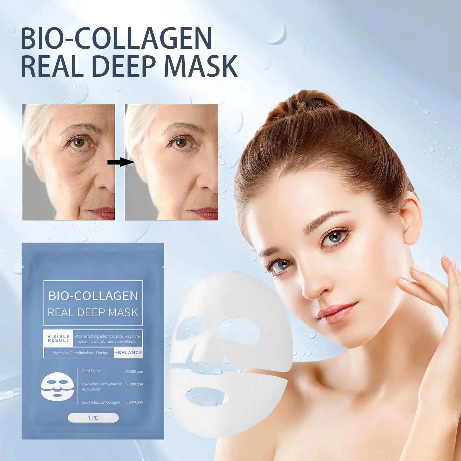 1/3/5/10PCS Bio Collagen Face Mask – Anti-Wrinkle, Firming & Brightening Korean Skincare for Fine Lines & Anti-Aging - Foshkan.com