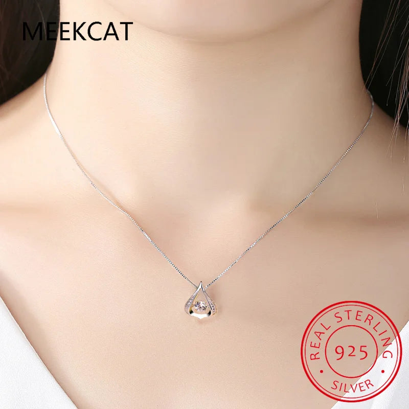 925 Sterling Silver Moissanite Necklace 0.5/1ct D Color VVS1 Water Drop Pendant Fine Jewelry for Women Gift