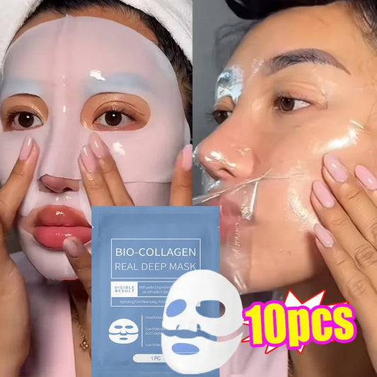 1/3/5/10PCS Bio Collagen Face Mask – Anti-Wrinkle, Firming & Brightening Korean Skincare for Fine Lines & Anti-Aging - Foshkan.com
