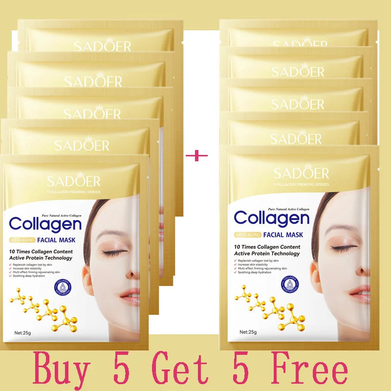 10PCS Collagen Facial Mask – Anti-Wrinkle, Anti-Aging, Moisturizing & Brightening Korean Skincare - Foshkan.com