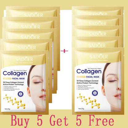 10PCS Collagen Facial Mask – Anti-Wrinkle, Anti-Aging, Moisturizing & Brightening Korean Skincare - Foshkan.com