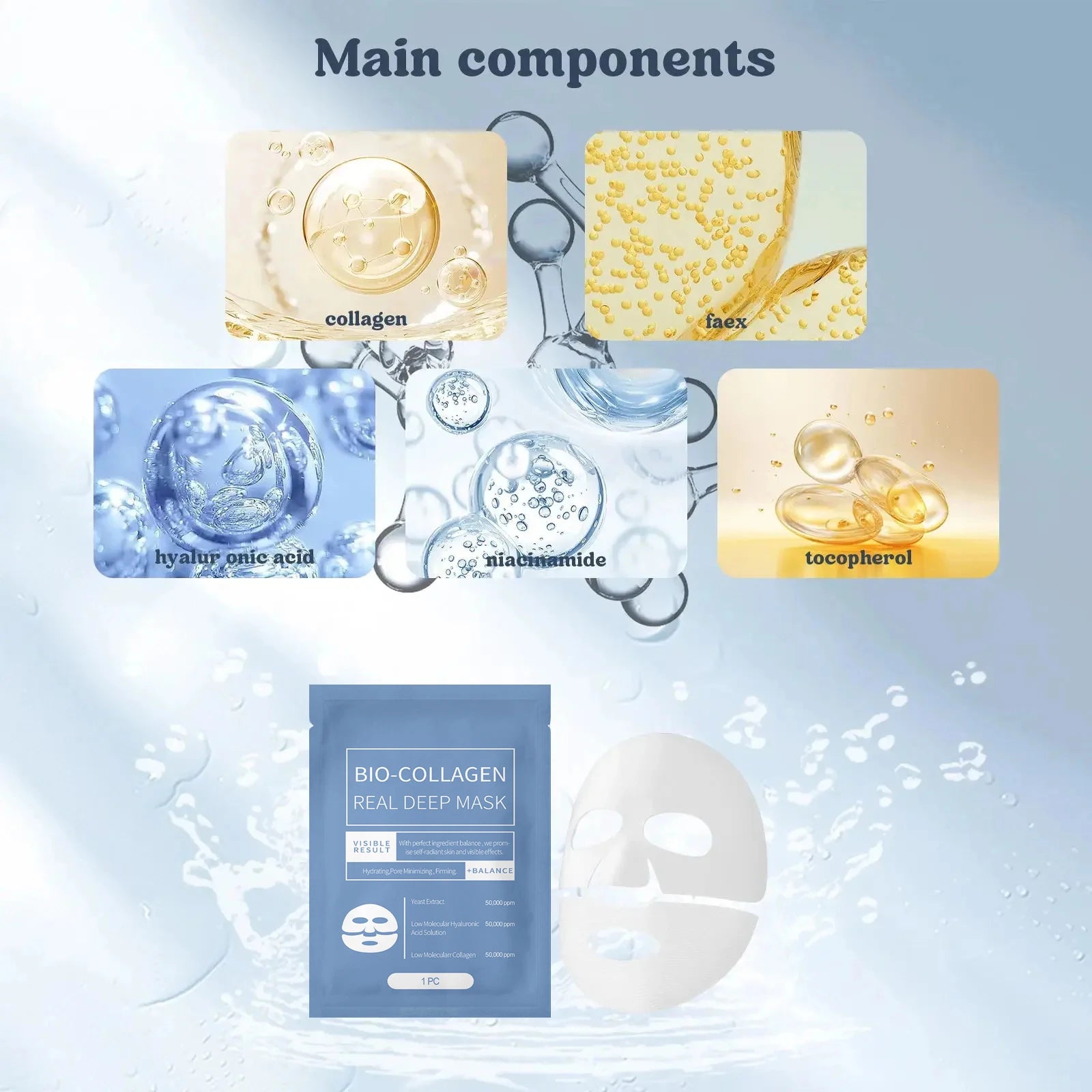 1/3/5/10PCS Bio Collagen Face Mask – Anti-Wrinkle, Firming & Brightening Korean Skincare for Fine Lines & Anti-Aging - Foshkan.com
