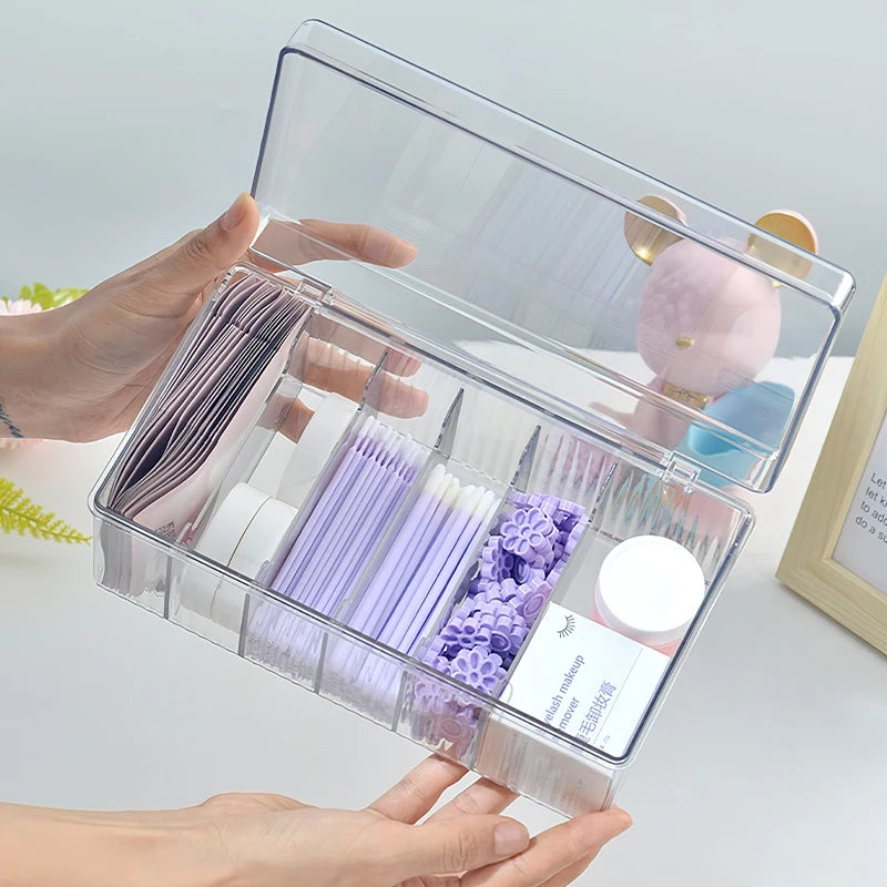 Transparent Eyelash Organizer Display Rack – Lash Extension Storage Box for Eyelash Tools, Cotton Swabs & Grafting Supplies - Foshkan.com