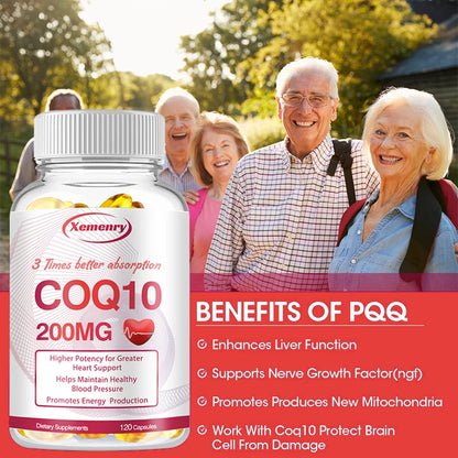 CoQ10 200mg Capsules – Heart & Cardiovascular Support | Natural Energy & Joint Health Supplement - Foshkan.com