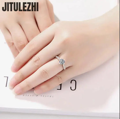 Hot Luxury Crystal 925 Sterling Silver Diamond Ring For Woman Beautiful Moissanite Ring Fashion Noble Wedding Party Jewelry - Foshkan.com